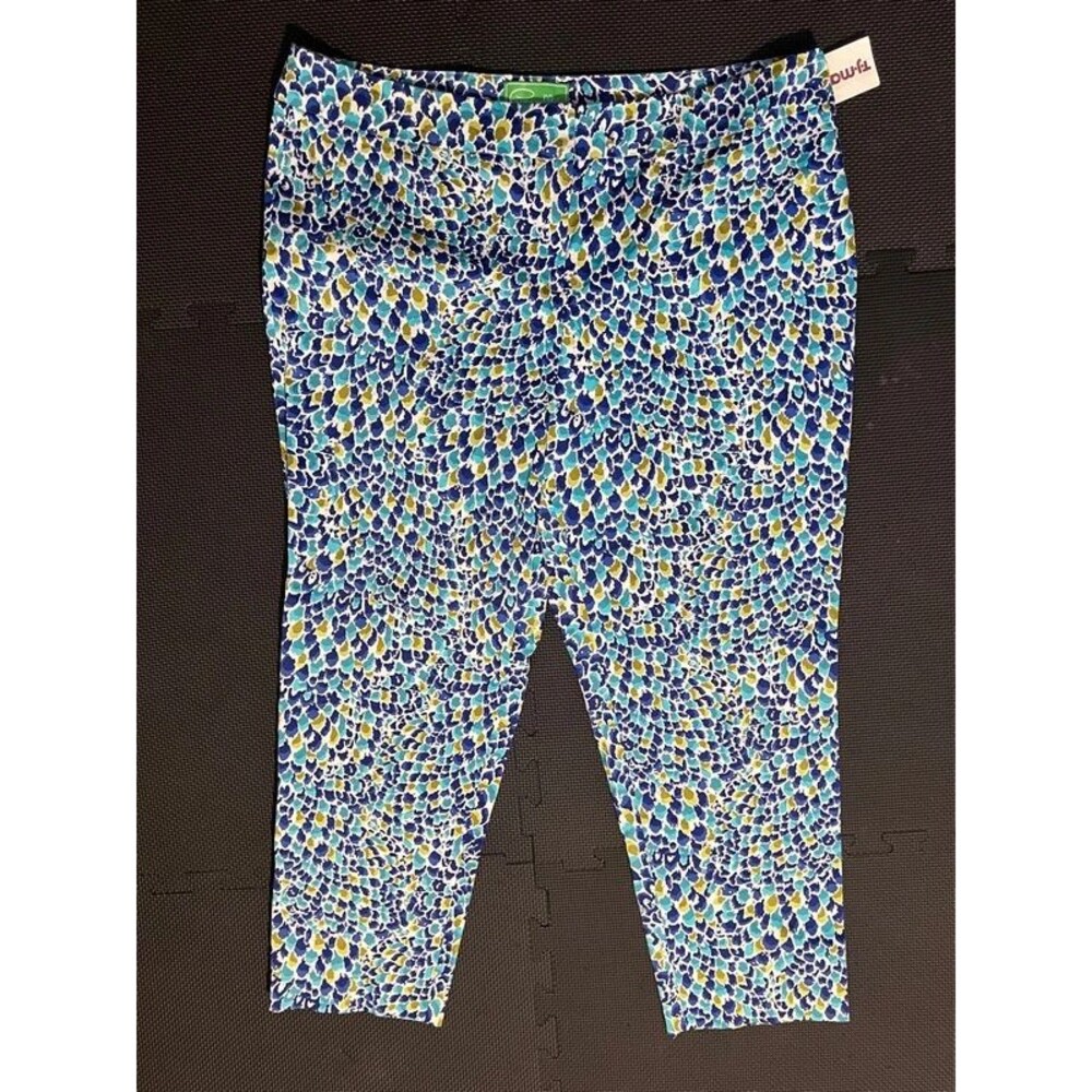 Pappagallo Women’s Size 18 New With Tags Printed Crop Pants Blue/Green